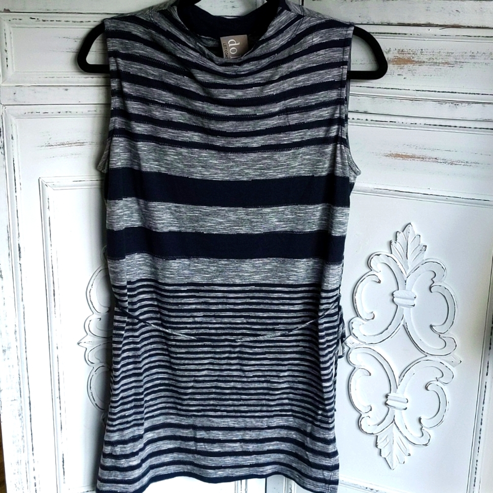 Dolan for Anthropologie Blue and Gray Striped Tunic Shirt